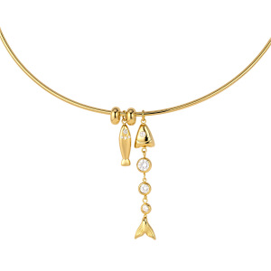 Colliers Pendentifs Pour Femmes, Luxueux Et Mignons, En Acier Inoxydable, Imperméables, Couleur Or, Avec Zircon Et Motif Patchwork De Poissons h5 Image5