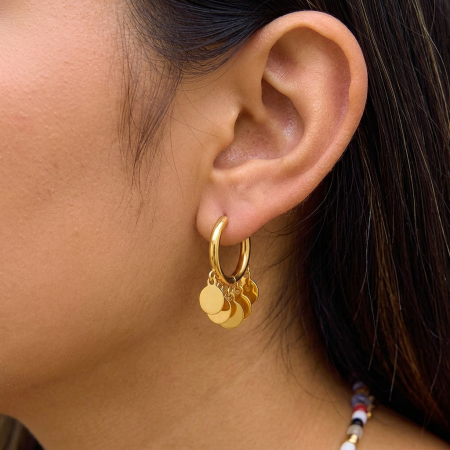 Boucles d'oreilles créoles Daily Tassel pour femmes, en acier inoxydable, étanches, couleur or 2
