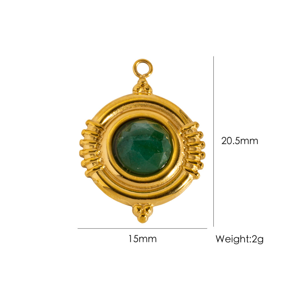 Pendentifs Ronds En Acier Inoxydable, Étanches, Couleur Or, Avec Pierre Naturelle, Pour Femmes, Collection Classique À Faire Soi-Même