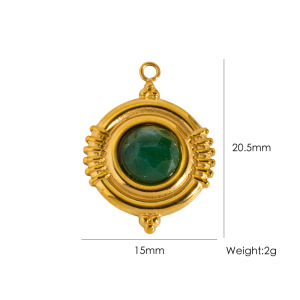 Pendentifs Ronds En Acier Inoxydable, Étanches, Couleur Or, Avec Pierre Naturelle, Pour Femmes, Collection Classique À Faire Soi-Même h5