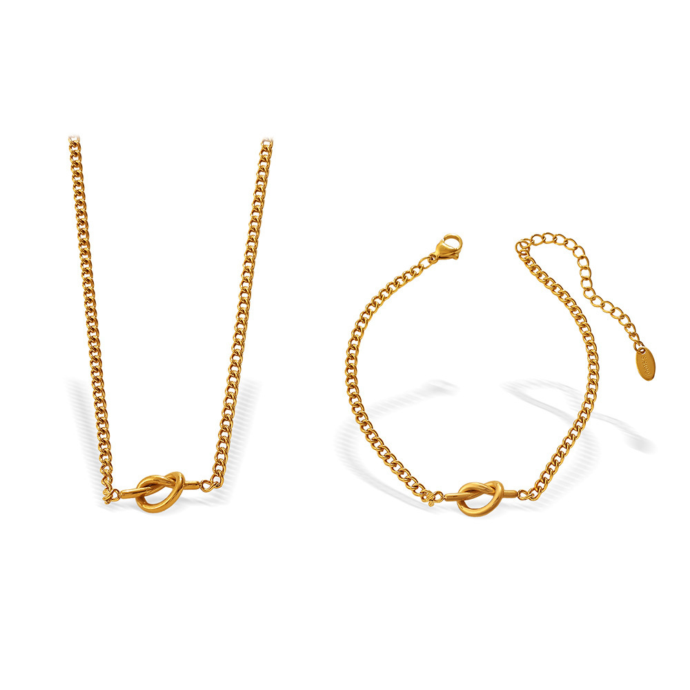 Ensembles De Bijoux Pour Femmes Simple Series Daily Chain En Acier Inoxydable Étanche Couleur Or h5Image5