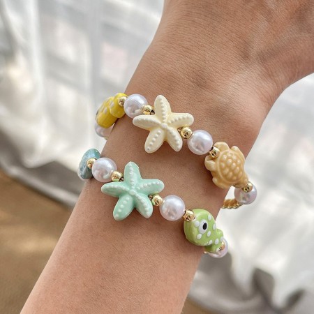 Bracelets en céramique à motifs de poissons style océanique pour femmes