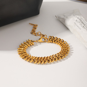 Bracelet Chaîne Pour Femme Simple Series Daily Chain En Acier Inoxydable Étanche Couleur Or h5 Image5