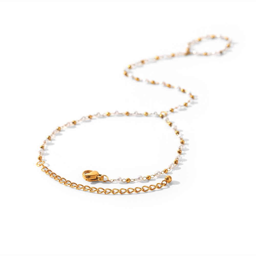 Chaîne De Poignet Simple Series Daily Chain En Acier Inoxydable Étanche Couleur Or Pour Femme Image6