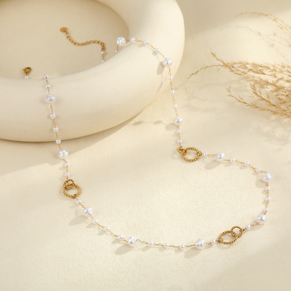 Collier Chaîne Simple Series Daily Heart Chain En Acier Inoxydable Étanche Couleur Or Pour Femme h5Image4
