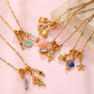 Colliers Pendentifs Pour Femmes En Acier Inoxydable Étanche, Couleur Or, Ornés De Strass h5 Image2