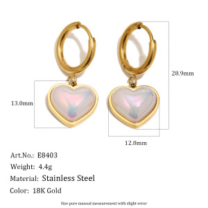 Boucles D'Oreilles Pendantes Pour Femme, En Acier Inoxydable, Couleur Or, Avec Perle Et Motif Cœur Simple. h5