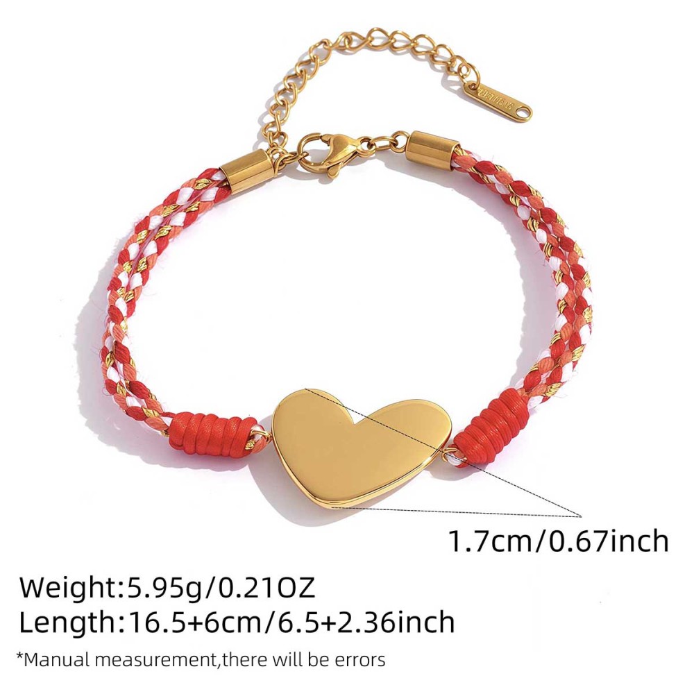 Bracelet Tressé Pour Femme, Motif Cœur, Trèfle Et Papillon, En Acier Inoxydable, Couleur Or, Étanche.