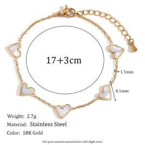 Bracelets À Breloques Pour Femmes En Acier Inoxydable, Étanches, Couleur Or, Avec Strass Et Zircon, En Forme De Cœur h5