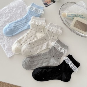 Chaussettes Mi-Mollet À Pois Élégants Et Légèrement Rebondissants h5 Image2