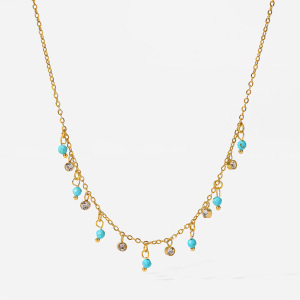 Colliers Pendentifs Pour Femmes En Acier Inoxydable Doré, Forme Géométrique Rétro, Étanches, Avec Zircon. h5 Image4