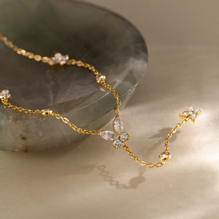 Colliers pendentifs pour femmes, collection romantique, avec pendentif papillon doux en acier inoxydable, couleur or et zircon, étanches. 2