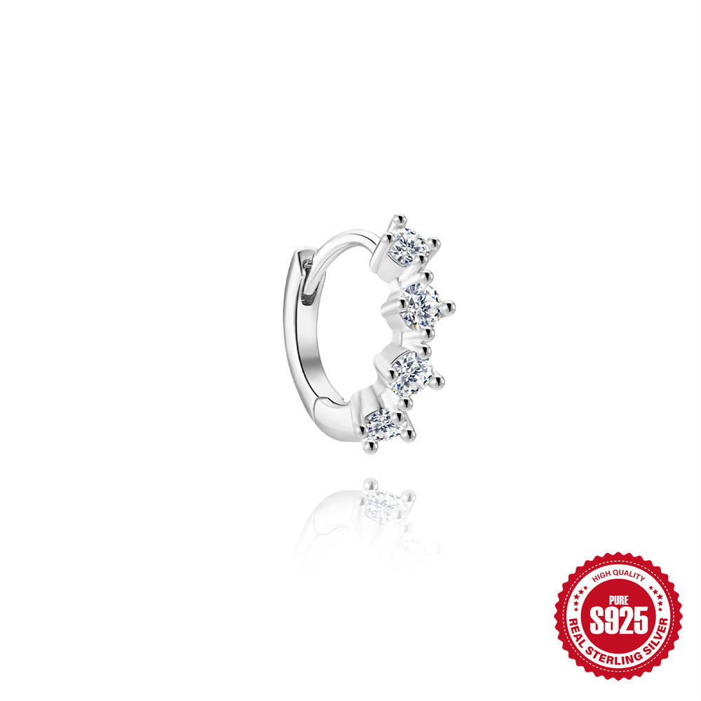 Boucles D'Oreilles Minimalistes Classiques En Forme De Cercle Géométrique, Plaquées Platine S925, En Moissanite, Pour Femmes. h5Image4
