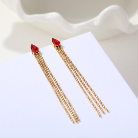 Boucles d'oreilles pendantes pour femmes, en acier inoxydable imperméable, avec pompon quotidien, de la collection Simple Series. 2