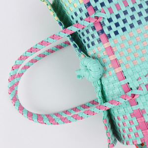 Sac Carré Femme En Pvc Tissé Multicolore Style Vacances h5 Image3