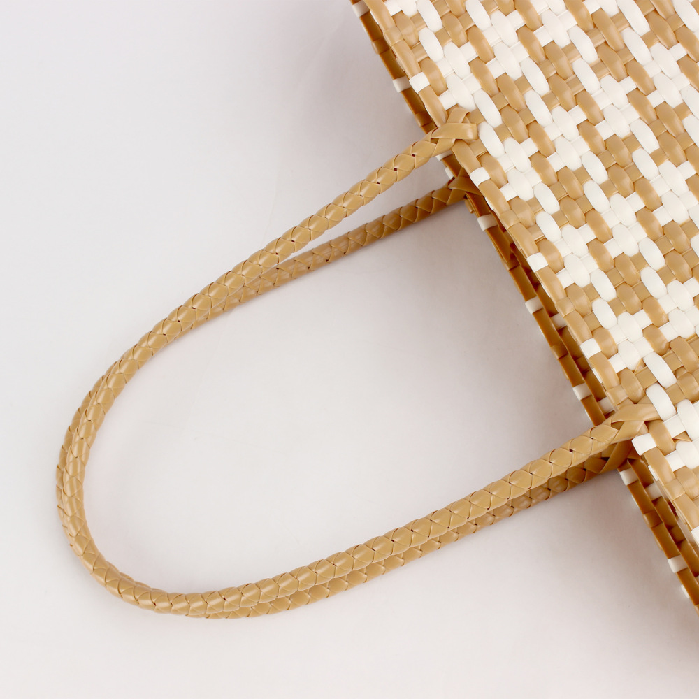 Sac Fourre-Tout Femme En Plastique Tissé Multicolore Style Vacances h5Image3