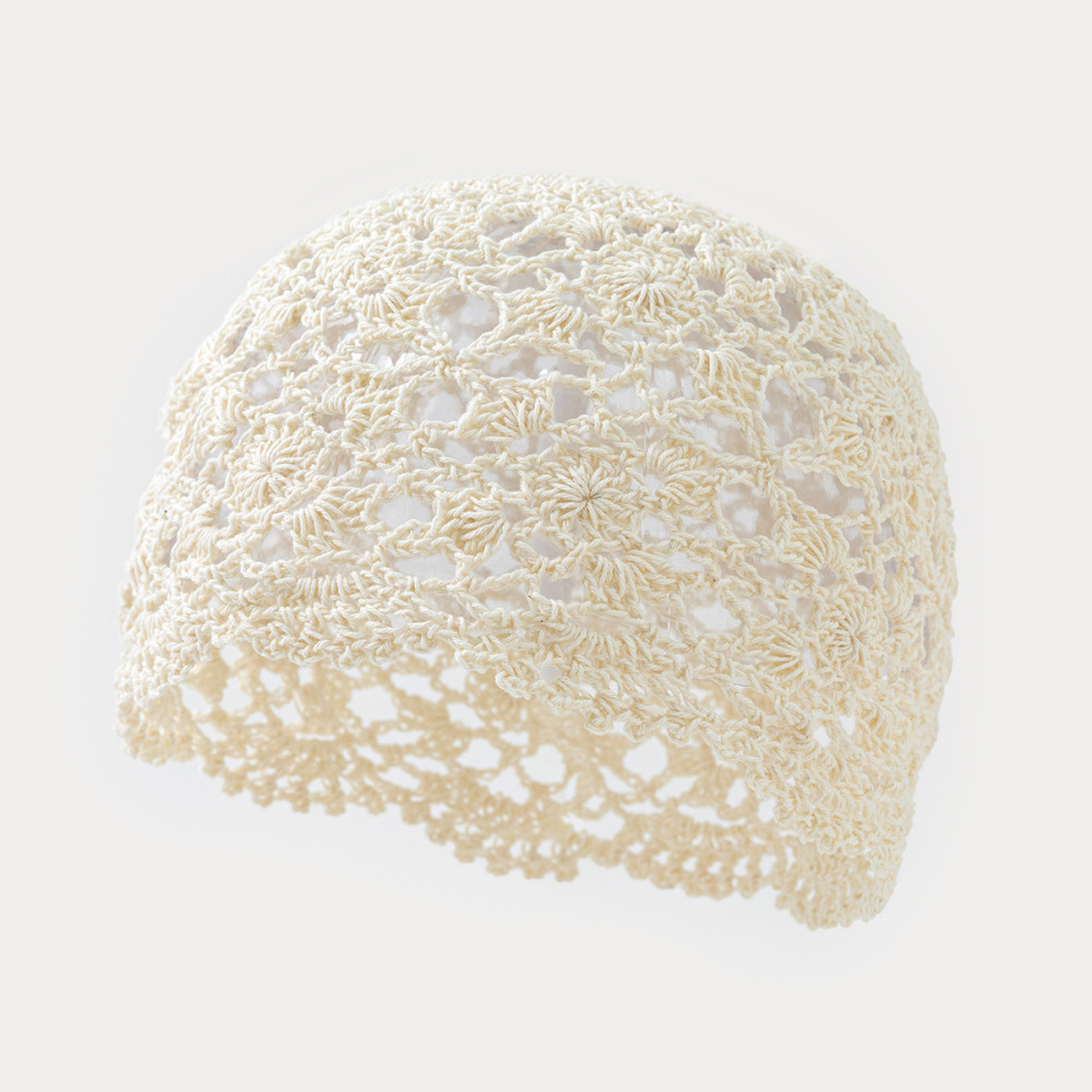 Chapeau Tissé À La Main En Coton Ajouré, Couleur Unie, De La Série Simple