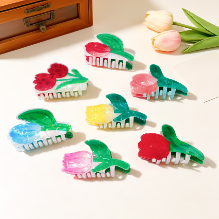 Pinces à cheveux en PVC de couleur mélangée avec fleurs naturelles, collection romantique
