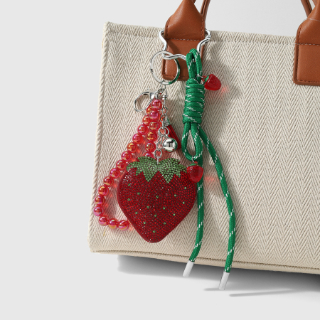 Breloques de sac en cuir fraise style rétro à fleurs torsadées, collection Simple Series 2