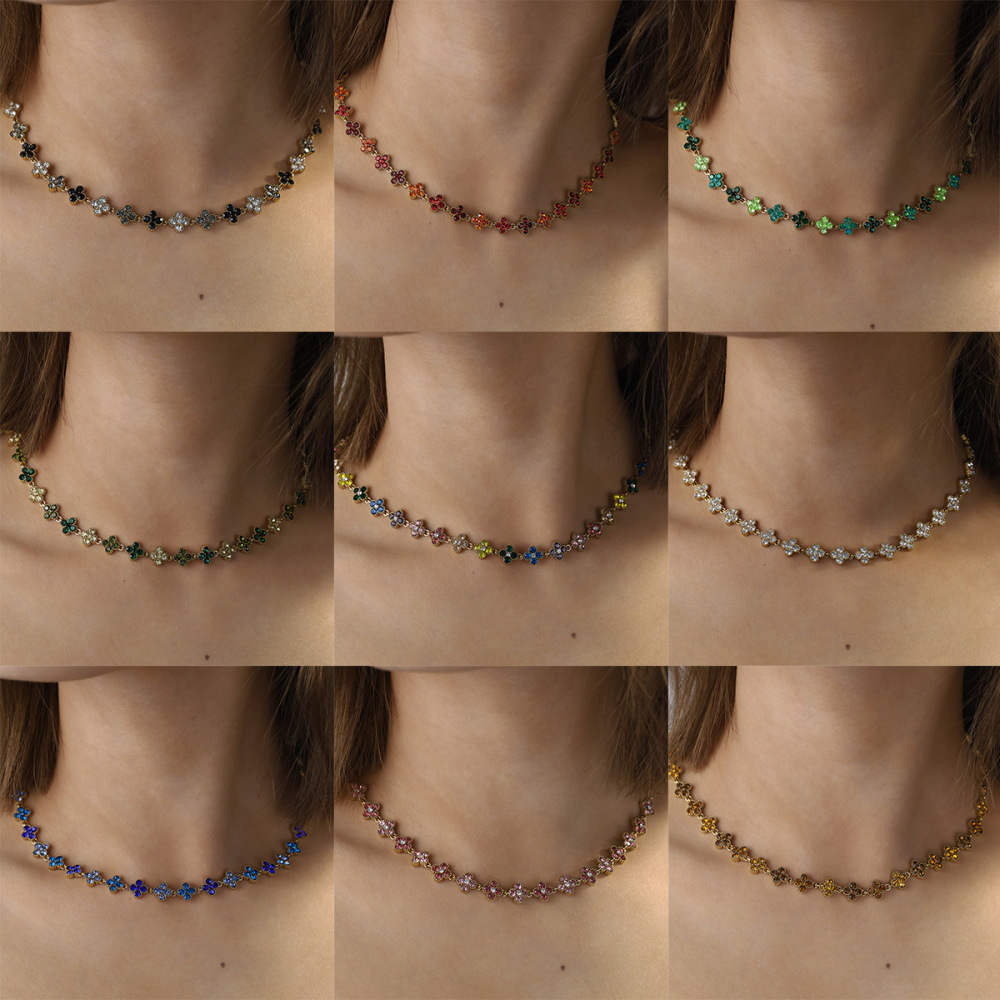 Colliers À Maillons Pour Femmes, Collection Luxueuse Et Élégante, En Acier Inoxydable, Couleur Or, Avec Zircon Et Monture Imperméable. h5Image2