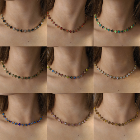 Colliers à maillons pour femmes, collection Luxueuse et Élégante, en acier inoxydable, couleur or, avec zircon et monture imperméable. 2
