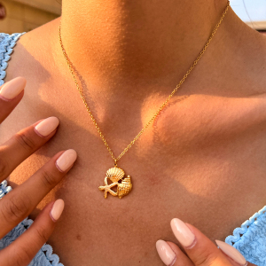 Collier Unisexe Simple Series Daily Shell Starfish En Acier Inoxydable Étanche Couleur Or h5 Image4