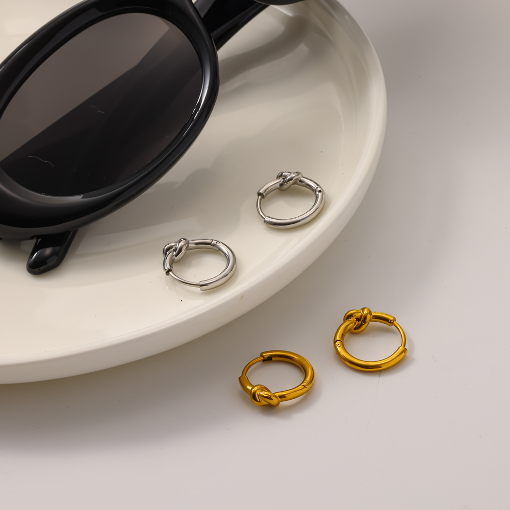 Boucles D'Oreilles Créoles Torsadées Pour Femmes, En Acier Inoxydable Étanche, Couleur Or Image2