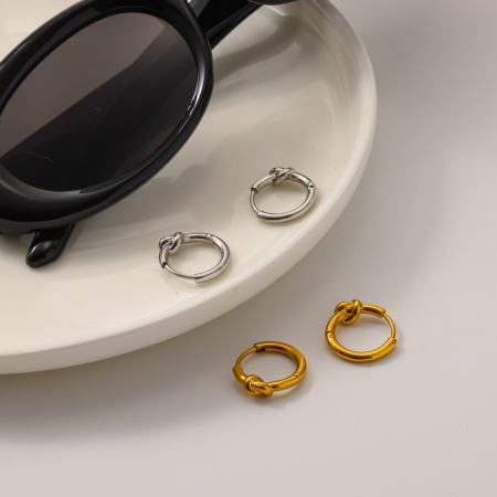 Boucles d'oreilles créoles torsadées pour femmes, en acier inoxydable étanche, couleur or 2