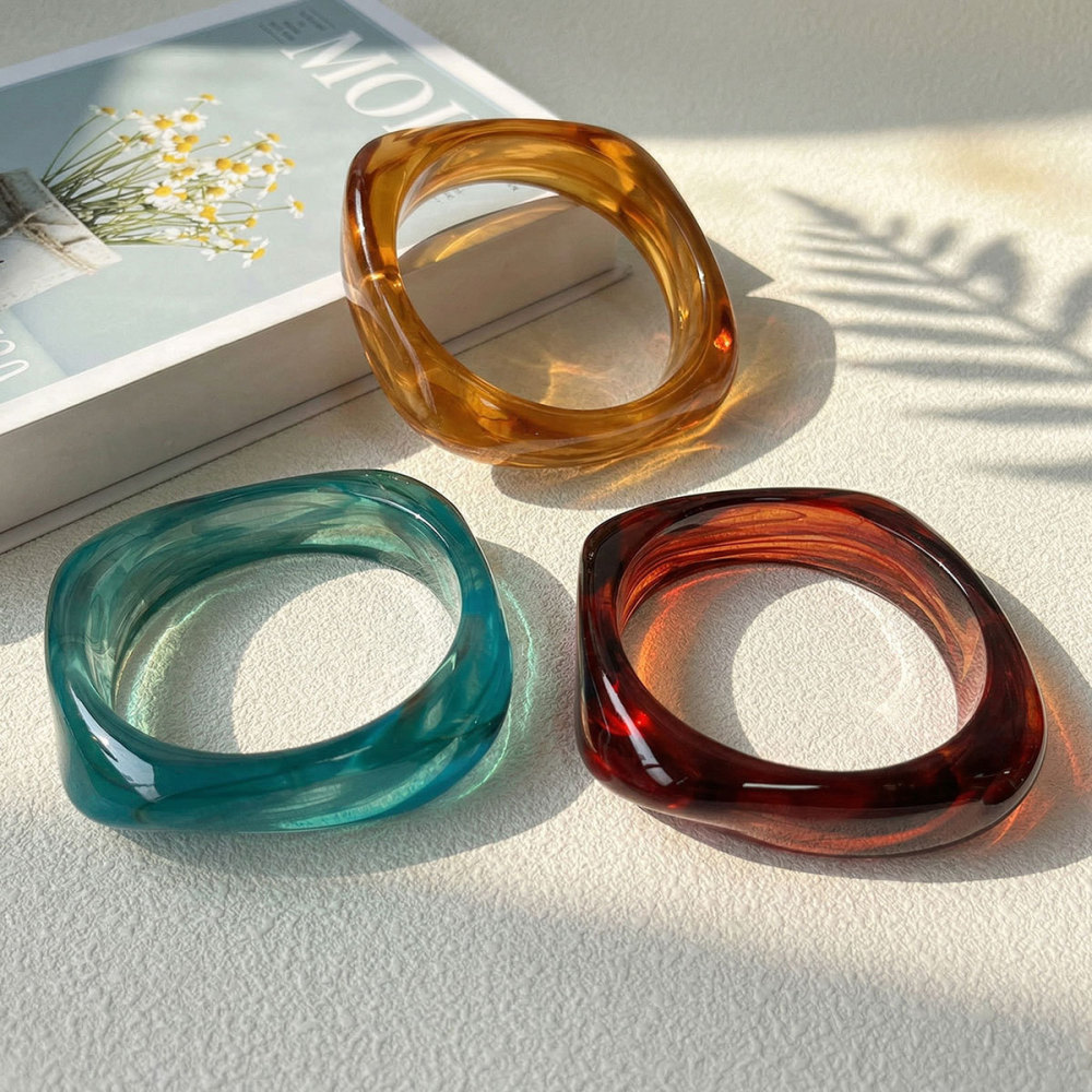 Bracelets Pour Femmes En Résine À Dégradé De Couleurs Rétro h5Image3