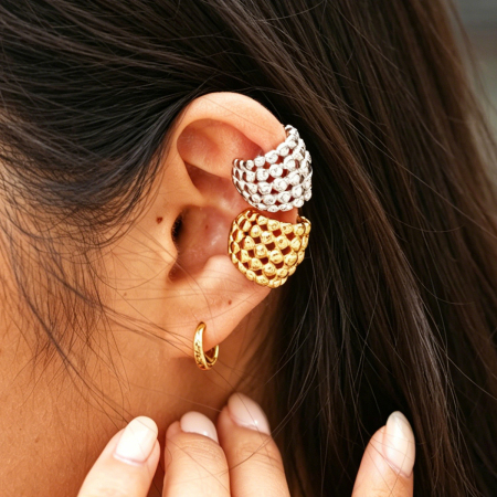 Boucles d'oreilles manchette pour femmes Simple Series Daily, forme irrégulière, en acier inoxydable, étanches, couleur or