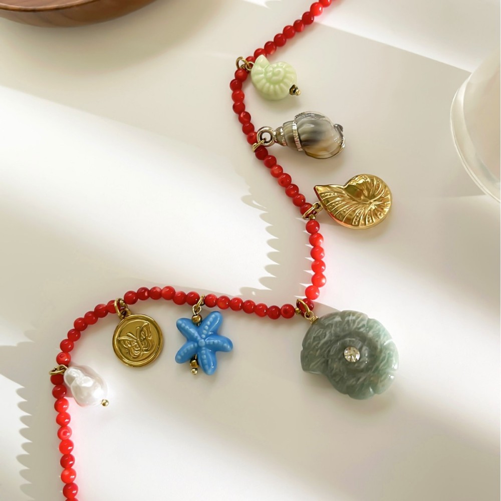 Colliers De Perles Pour Femmes, Style Océanique, Coquillages, Pierres Naturelles, Couleur Or, Perles Artificielles Image4