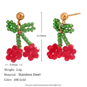 Boucles D'Oreilles Perles Pour Femme, Collection Romantique Sweet Cherry, En Acier Inoxydable Étanche, Couleur Or. h5
