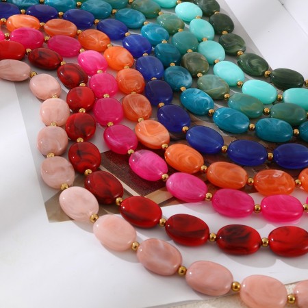 Colliers de perles pour femmes en résine à dégradé de couleurs 2