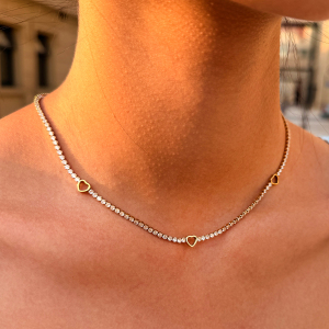 Colliers À Maillons Pour Femmes, En Acier Inoxydable, Couleur Or, Avec Zircon, Collection Simple Series Daily Heart h5 Image3