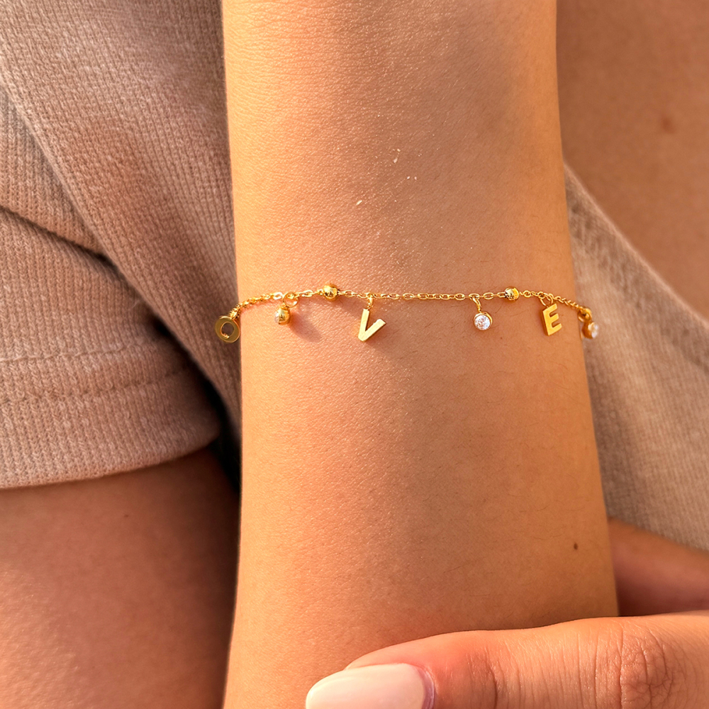 Ensembles De Colliers Pour Femmes Simple Series Daily Letter Heart En Acier Inoxydable Étanche Couleur Or h5Image4
