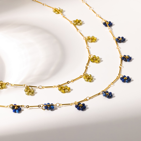 Colliers pendentifs élégants en acier inoxydable doré, couleur fleur, collection romantique pour femmes 2