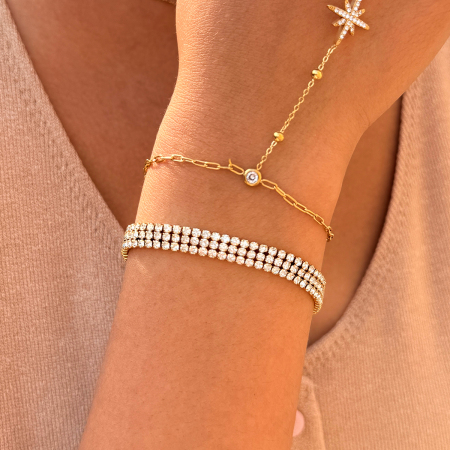 Bracelet chaîne femme en acier inoxydable imperméable couleur or avec zircon, forme irrégulière luxueuse, idéal au quotidien