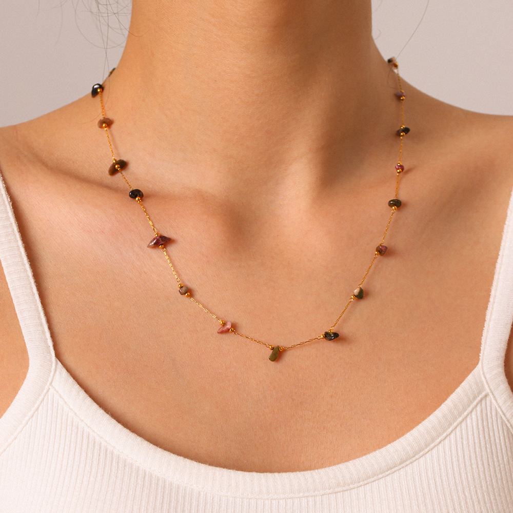 Colliers De Perles Pour Femmes, Collection Simple, Daily Chain, En Pierres Naturelles Couleur Or Image4
