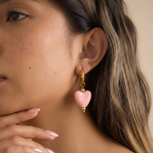 Boucles D'Oreilles Pendantes Pour Femmes Simple Series Daily Heart En Acier Inoxydable Étanche Couleur Or h5 Image2