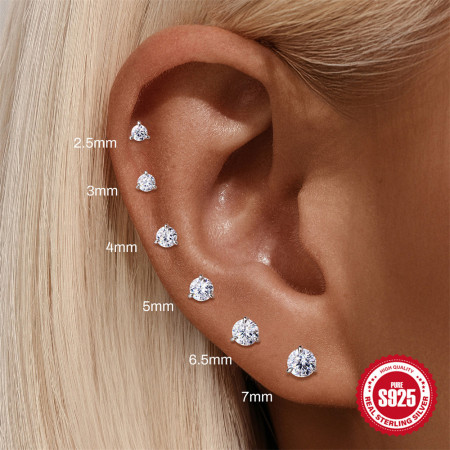 Boucles d'oreilles rondes en métal argenté plaqué platine S925, style simple, pour femme, en moissanite. 2