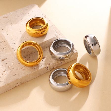 Bagues minimalistes pour femmes, collection Daily Circle, en acier inoxydable étanche, couleur or. 2
