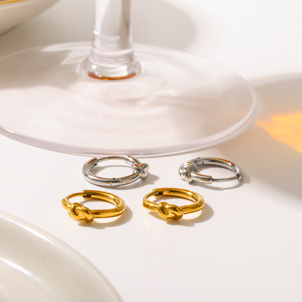 Boucles D'Oreilles Créoles Torsadées Pour Femmes, En Acier Inoxydable Étanche, Couleur Or Image3
