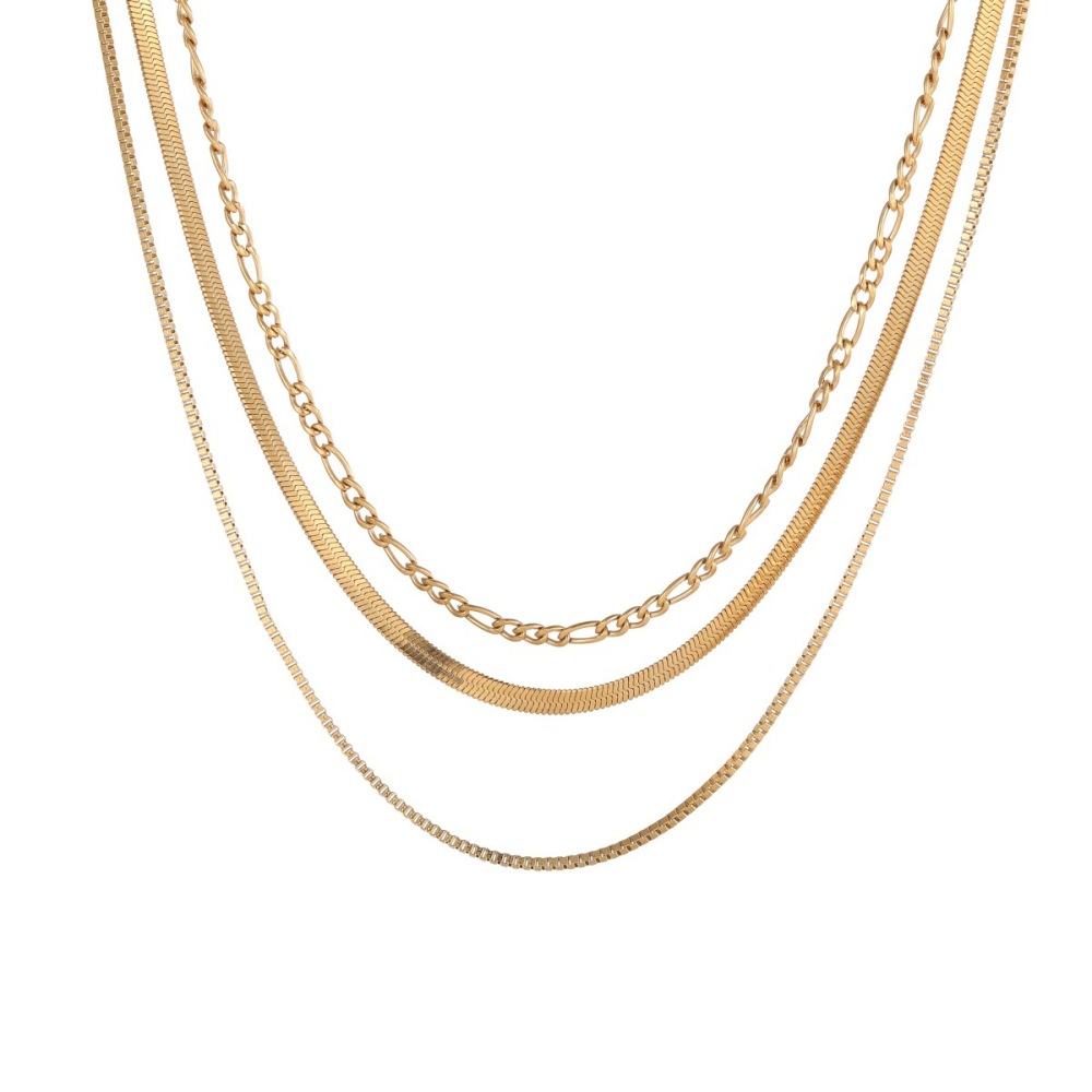 Colliers À Maillons Pour Femmes, Collection Simple Series Daily Chain, En Acier Inoxydable Étanche, Couleur Or Image5