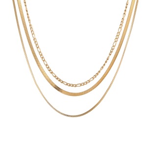 Colliers À Maillons Pour Femmes, Collection Simple Series Daily Chain, En Acier Inoxydable Étanche, Couleur Or h5 Image5
