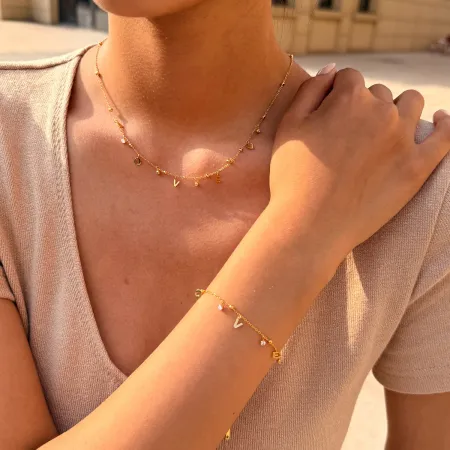 Ensembles de colliers pour femmes Simple Series Daily Letter Heart en acier inoxydable étanche couleur or