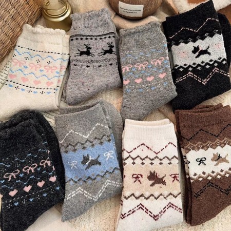 Chaussettes mi-mollet à couleurs contrastées et mignonnes