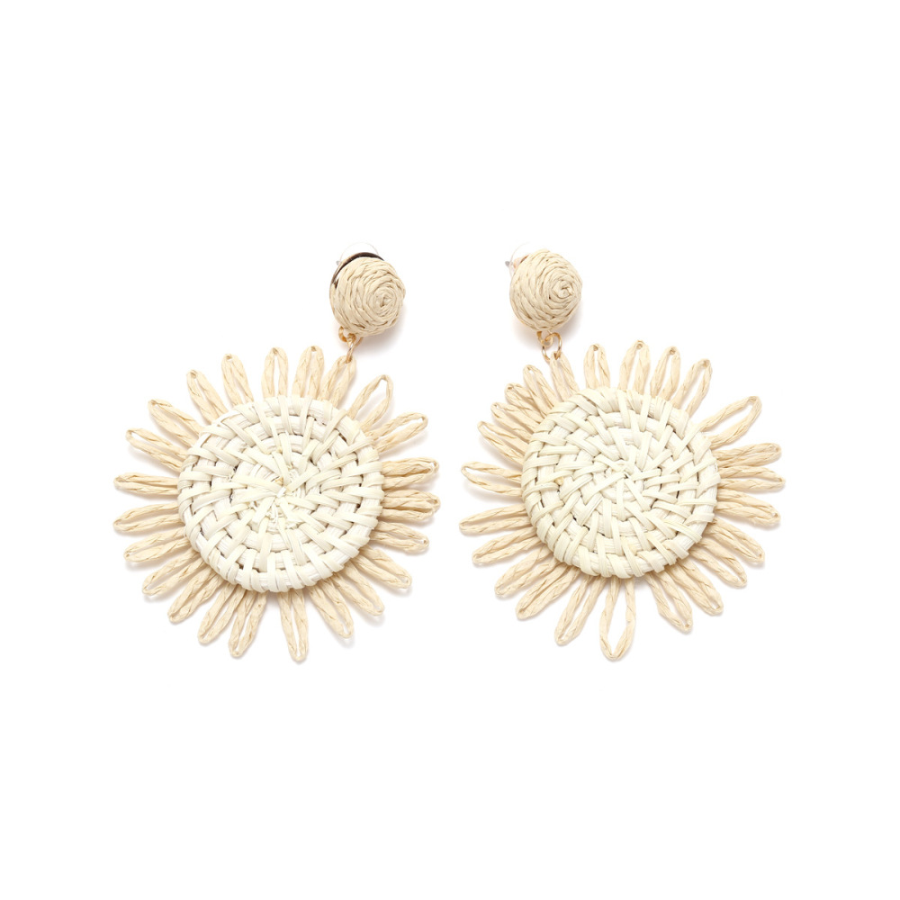 Boucles D'Oreilles Pendantes En Raphia Sweet Flower Pour Femme, Collection Romantique Image3