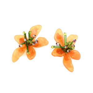 Boucles D'Oreilles Puces En Acrylique Sweet Flower Pour Femmes, Collection Romantique h5 Image5
