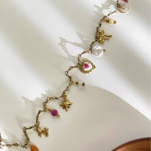 Colliers Pendentifs Pour Femmes, Collection Romantique Rétro, En Forme De Cœur Tressé, Couleur Or Et Perle h5 Image4
