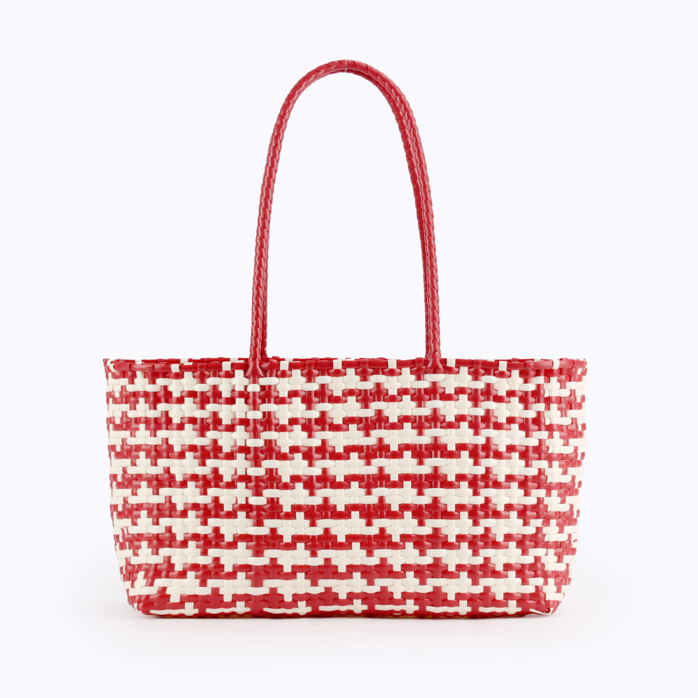 Sac Fourre-Tout Femme En Plastique Tissé Multicolore Style Vacances
